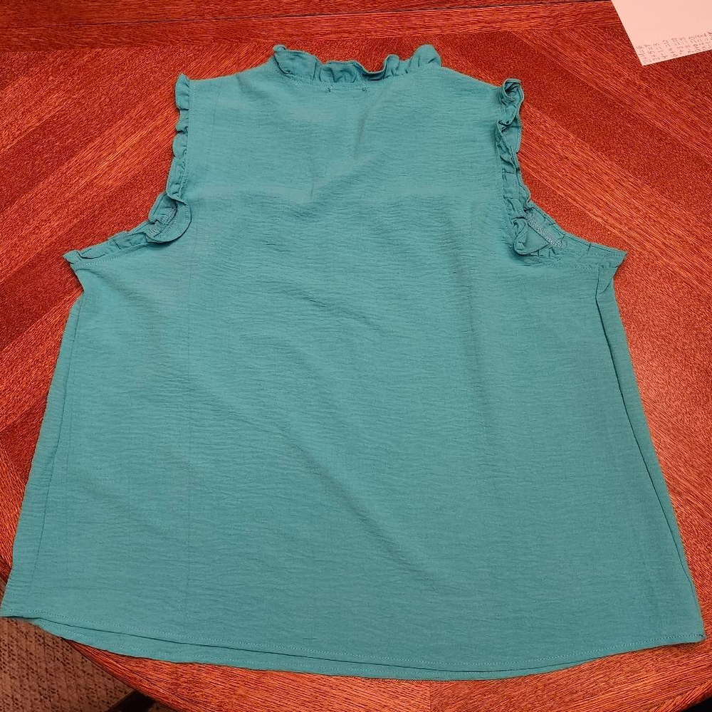 Women's Cure Teal Sleeveless Smocked Tank Top XL A2 - Picture 4 of 4
